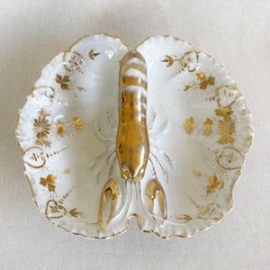 VTG German Gold and White Lobster Platter